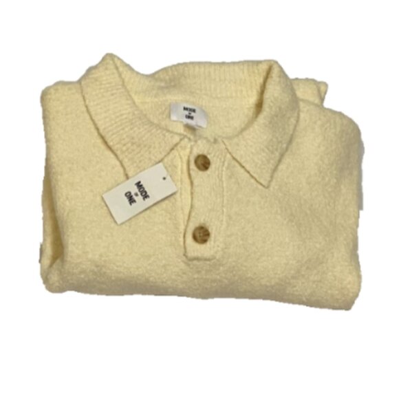 Mode Of One Men’s Long Sleeve Polo Sweater Soft Vanilla Size XXL - Picture 8 of 9